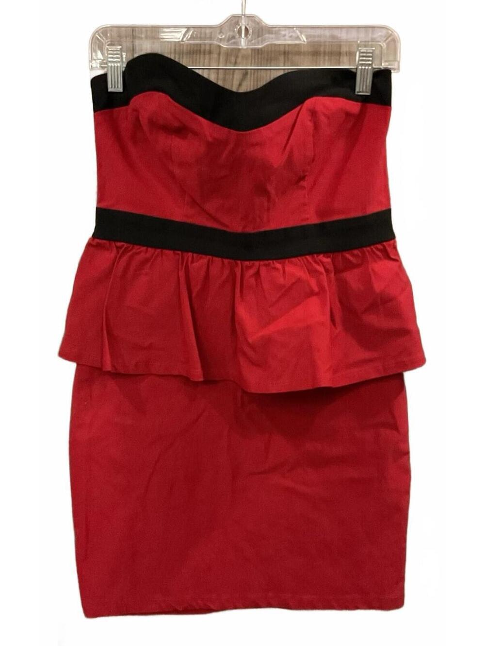 Pompous Girly (Riley ) Womens Red / Black ZIP Back Stretchy Dress Size L